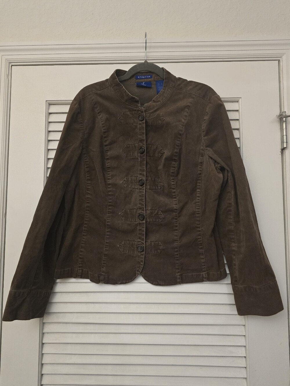 JH Collectibles Vintage Y2K Women's Brown Corduroy Military Jacket Size XL